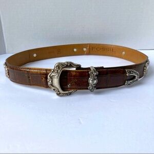 Vintage brown leather Fossil belt M